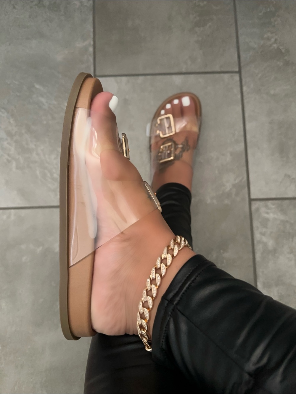 New! Clear soft PVC adjustable Double Buckle Platform Sandals | Casual Slides - Picture 4 of 6